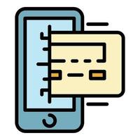 vecteur de contour de couleur de l'icône de paiement par carte smartphone