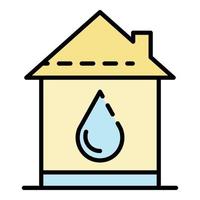 vecteur de contour de couleur d'icône d'approvisionnement en eau à la maison