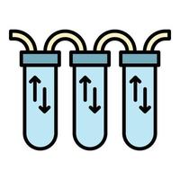 vecteur de contour de couleur d'icône de filtration d'eau à trois étages