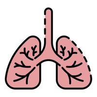 vecteur de contour couleur icône poumons sains
