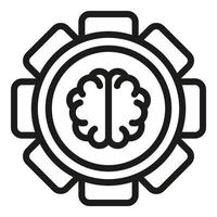 vecteur de contour d'icône de cerveau de moteur. tête d'engrenage