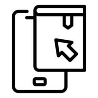 vecteur de contour d'icône de livre de tablette. Bibliothèque numérique