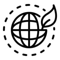 globe avec icône de feuille, style de contour vecteur
