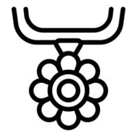 icône de pendentif de fleur de collier, style de contour vecteur