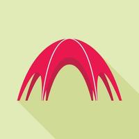 icône de tente d'événement rouge, style plat vecteur