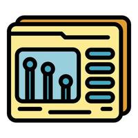 icône d'interaction de dossier vecteur de contour de couleur