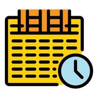 L'icône calendrier chronomètre vecteur contour couleur