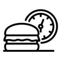 icône de livraison rapide de hamburger, style de contour vecteur