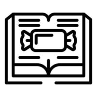 bonbon sur l'icône représentant un livre ouvert, style de contour vecteur
