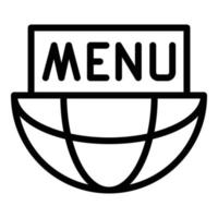 icône de menu et demi-globe, style de contour vecteur