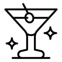 martini dans une icône de verre, style de contour vecteur