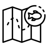 icône de carte de poisson d'ichtyologie, style de contour vecteur