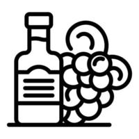 icône de raisin et de bouteille, style de contour vecteur