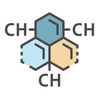 vecteur de contour de couleur d'icône de substance d'hydrogène de carbone