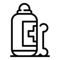 icône de bouteille de shampoing pour chien médical, style de contour vecteur