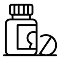 icône de pot de pilule de chien, style de contour vecteur