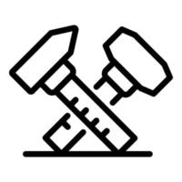 icône de marteau et d'étrier, style de contour vecteur