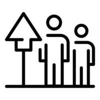 deux personnes et icône de flèche vers le haut, style de contour vecteur