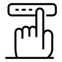 doigt touchant l'icône du bouton, style de contour vecteur