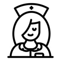 icône d'infirmière médicale, style de contour vecteur