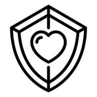 icône de protection cardiaque, style de contour vecteur