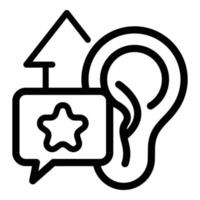 icône d'oreille et de flèche vers le haut, style de contour vecteur