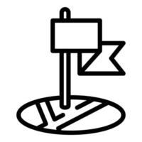 drapeau sur l'icône de la carte, style de contour vecteur