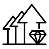 diamant et icône de trois flèches vers le haut, style de contour vecteur