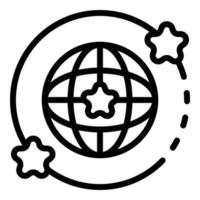 icône globe et étoiles, style de contour vecteur