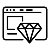 icône de conception de sites Web de diamant, style de contour vecteur