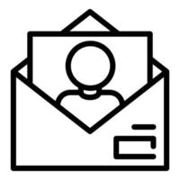 icône de cv de courrier de personne, style de contour vecteur