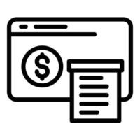 icône de paiement de page Web, style de contour vecteur