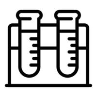 deux tubes à essai sur une icône de support, style de contour vecteur