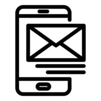 icône sms de téléphone, style de contour vecteur