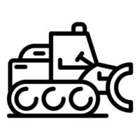 icône de bulldozer de véhicule, style de contour vecteur