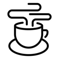 icône de tasse de thé du matin chaud, style de contour vecteur
