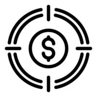 icône de cible d'argent, style de contour vecteur