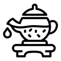 icône de la cérémonie du thé, style de contour vecteur