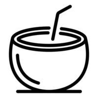icône de cocktail de noix de coco, style de contour vecteur