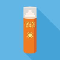 icône de pulvérisation de crème solaire, style plat vecteur