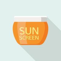 icône de pot de crème solaire, style plat vecteur