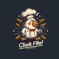 logo de mascotte de chef de poulet frit pour le concept de restaurant alimentaire vecteur