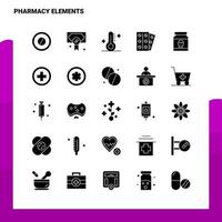 25 éléments de pharmacie jeu d'icônes modèle d'illustration vectorielle d'icône de glyphe solide pour des idées web et mobiles pour une entreprise commerciale vecteur
