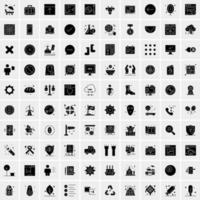 ensemble de 100 icônes de glyphes solides d'affaires vecteur