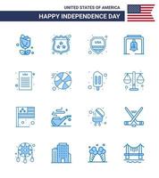 ensemble de 16 icônes de la journée des états-unis symboles américains signes de la fête de l'indépendance pour la déclaration d'indépendance sécurité de la cloche de l'église alerte de cloche de noël éléments de conception vectoriels modifiables de la journée des états-unis vecteur