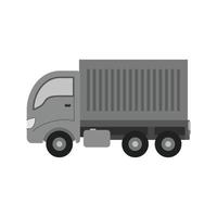 camion de déménagement icône plate en niveaux de gris vecteur
