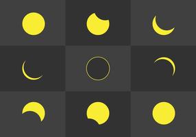 Vecteurs de phases de l'éclipse solaire plate vecteur