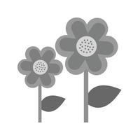 icône de fleurs plates en niveaux de gris vecteur