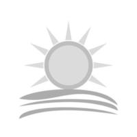 icône de coucher de soleil plat en niveaux de gris vecteur
