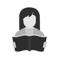 livre de lecture plat icône en niveaux de gris vecteur